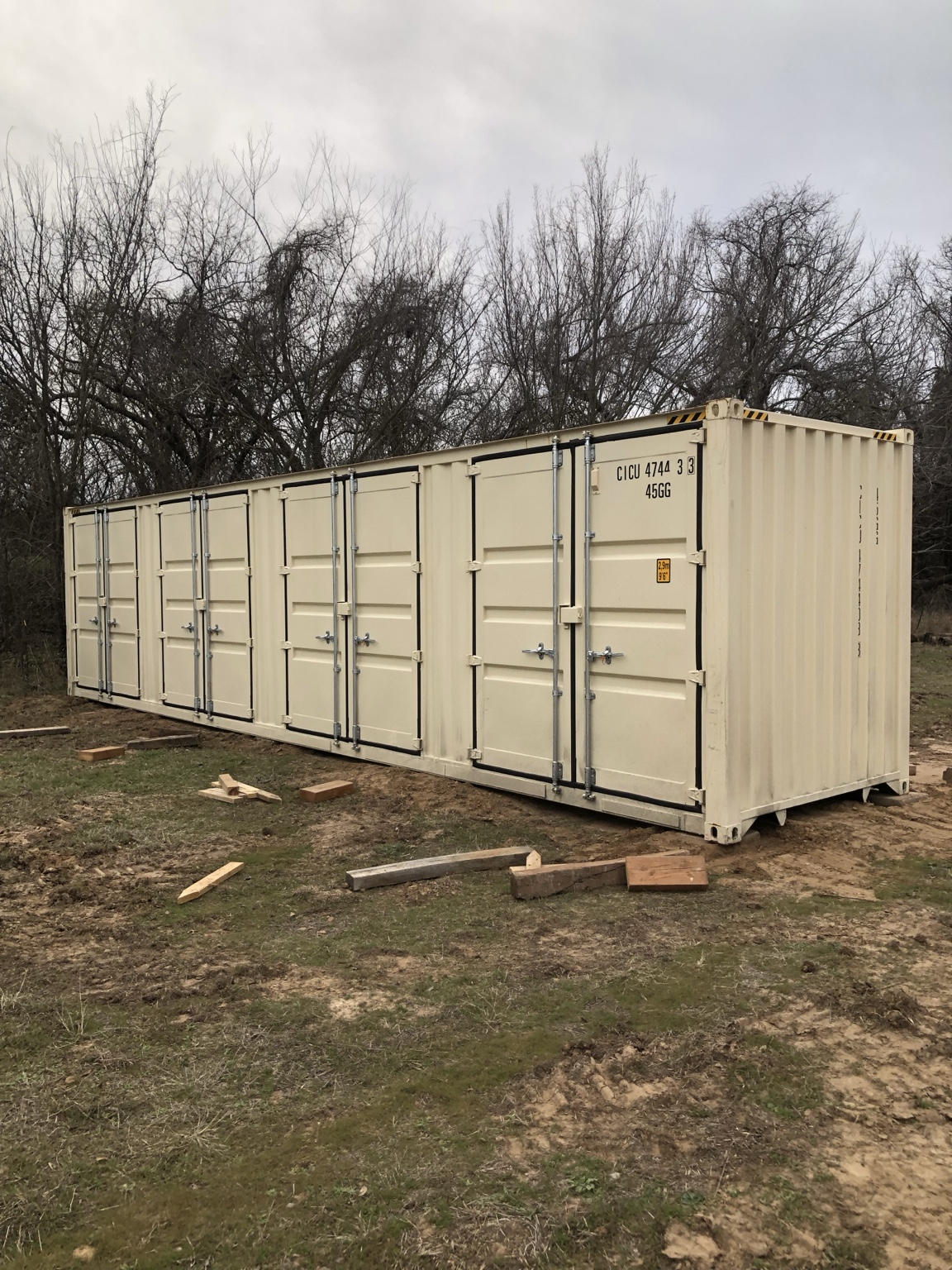 40-foot high-cube side-open container showing four separate door sets