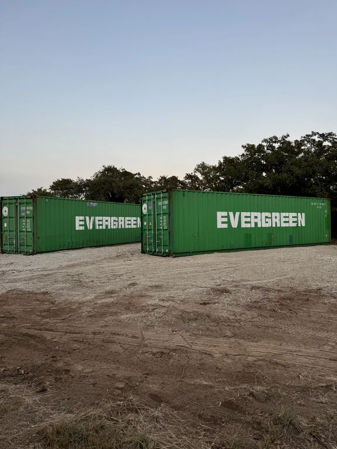 Green cargo-worthy shipping containers in the 254 yard